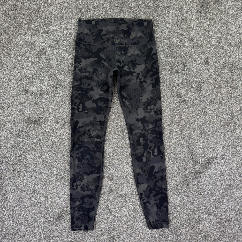 Lululemon Wunder Under High Rise Tights Incognito Camo Multi Grey Lace Women 10